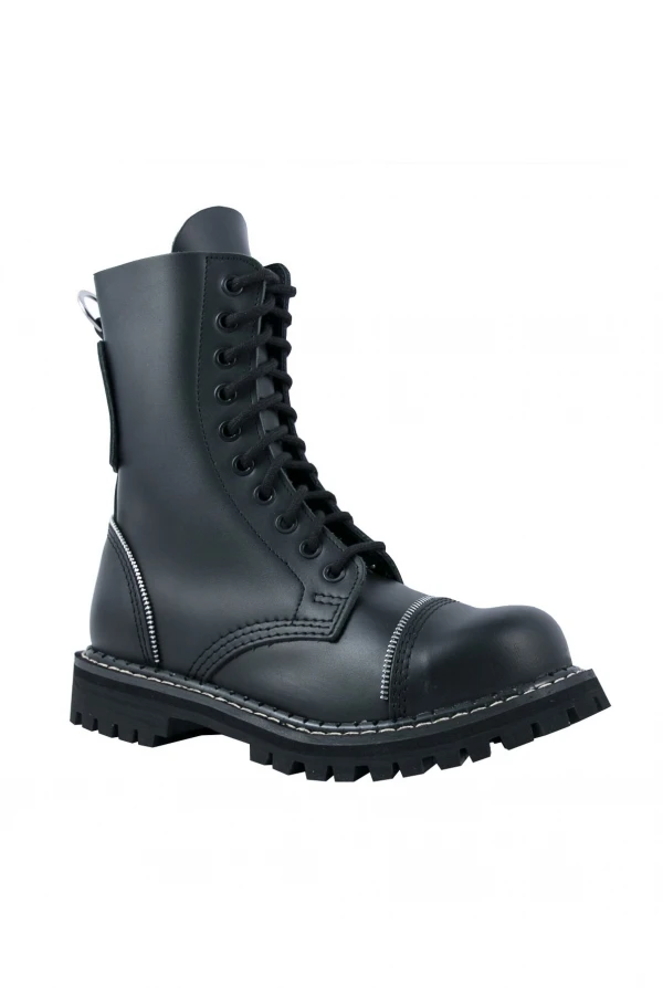 Angry Itch 10 Hole Boots Zipper Black