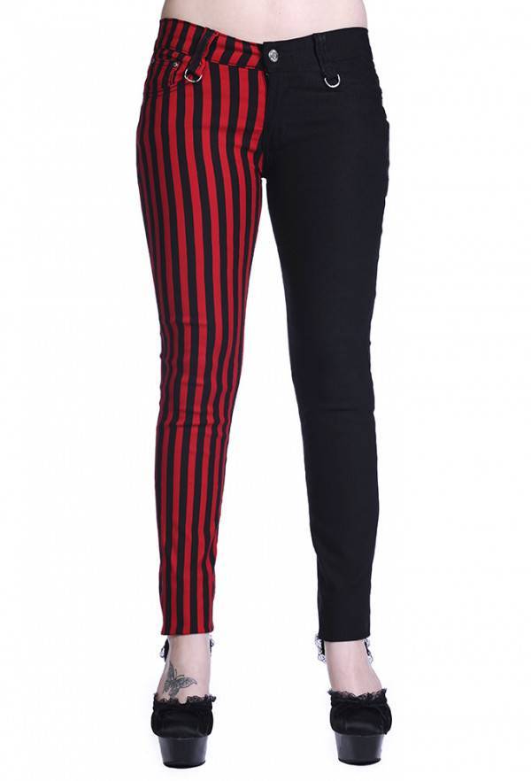 Banned Trousers Striped Leg Red
