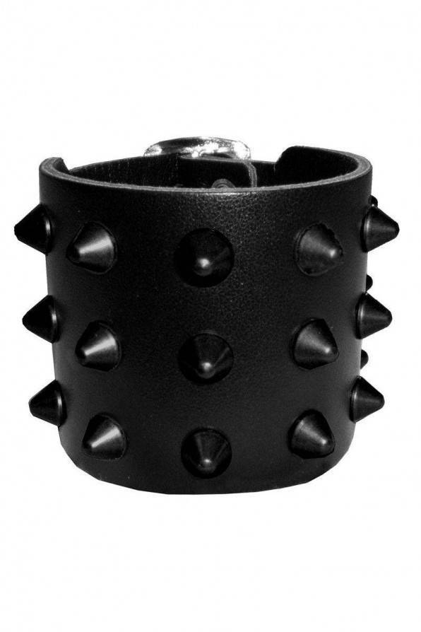 Studded Bracelet Pointed Rivets 3 Rows Black