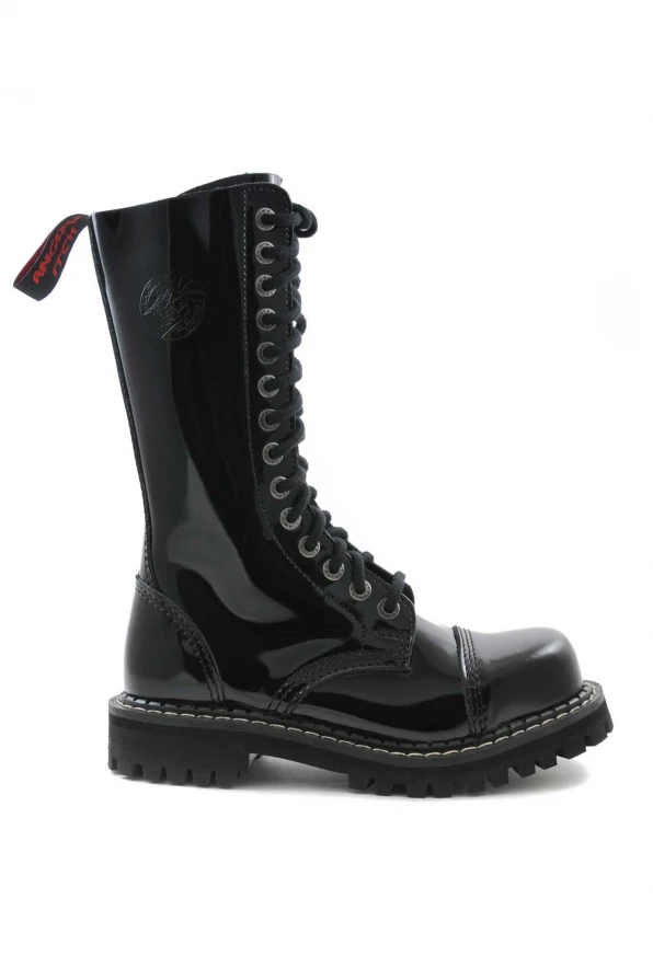 Angry Itch 14 Hole Boots Black Lacquer