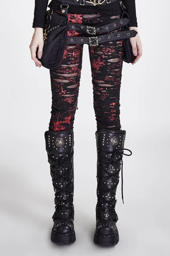 Punk Rave Leggings The Earth Trembles Red