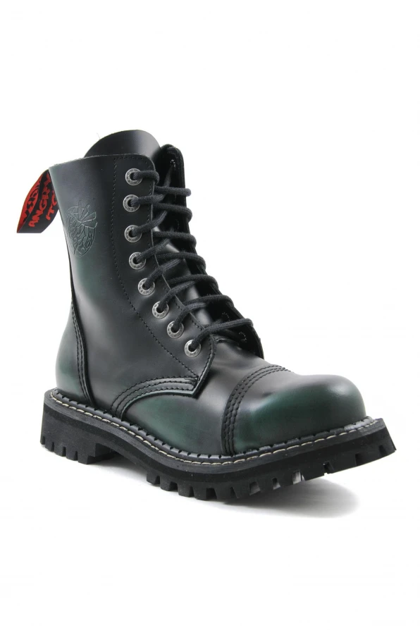 Angry Itch 8 Hole Boots Dark Green Rub Off
