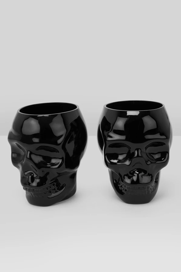 Killstar Glass Cranium Set of 2 Black