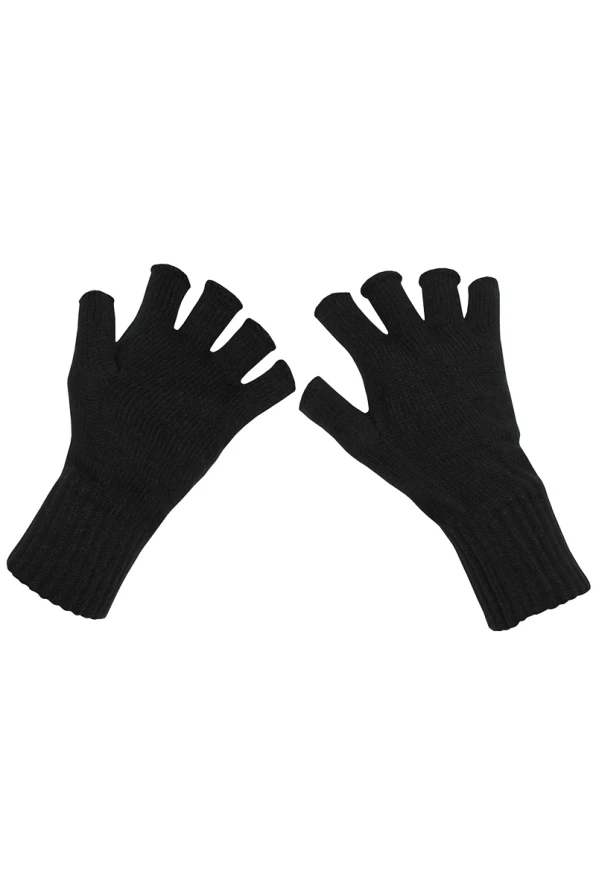Fingerless Gloves Black Knit