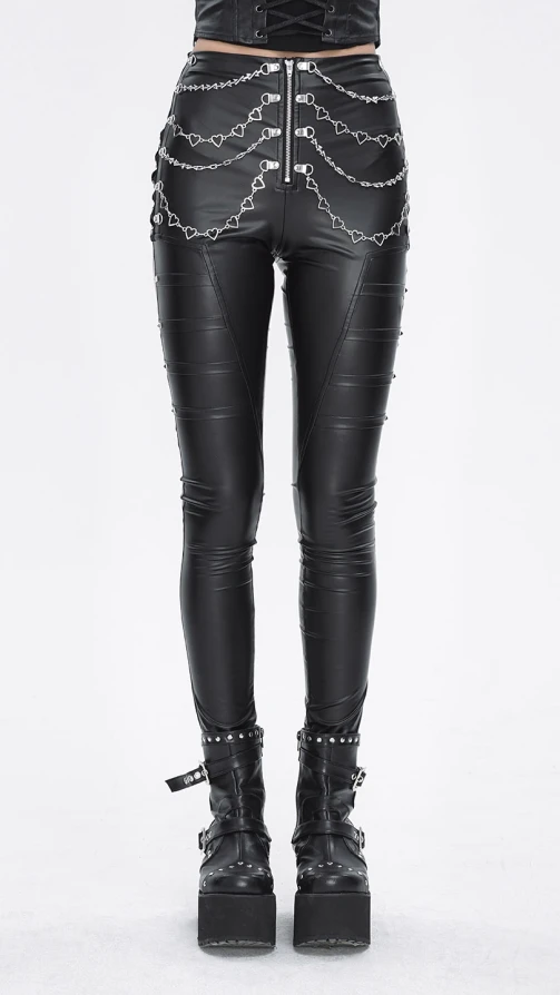 Devil Fashion Trousers Chained Heart