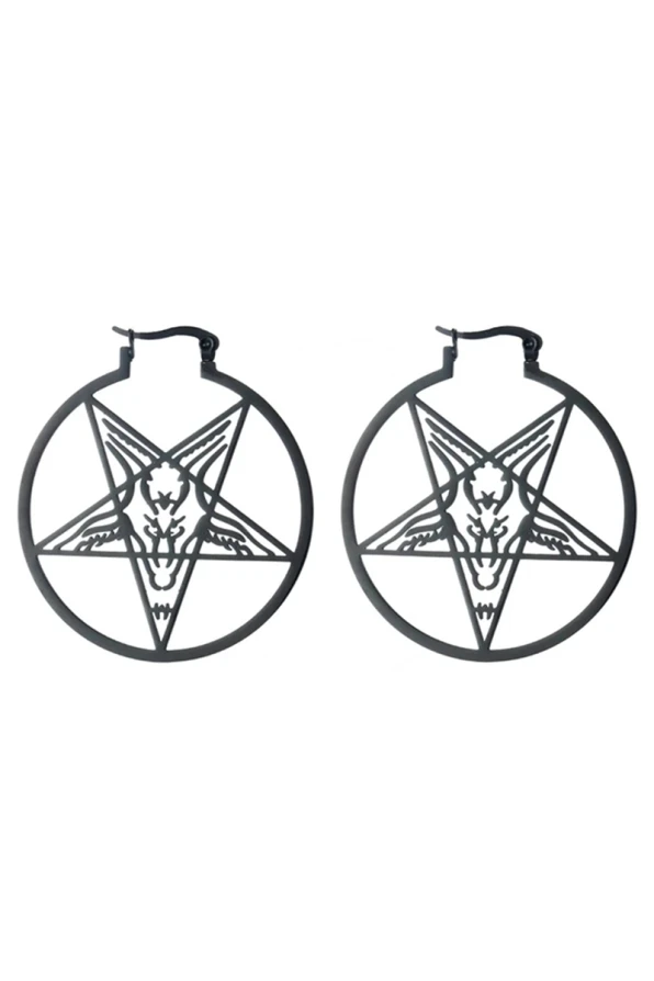 Easure Hoop Earrings Baphomet Black