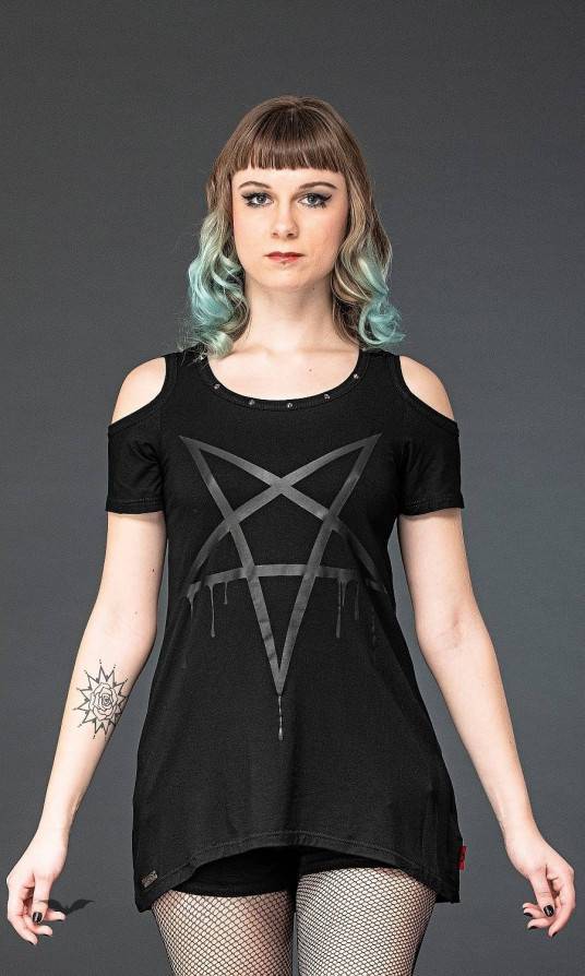 Queen of Darkness Shirt Dripping Pentagram